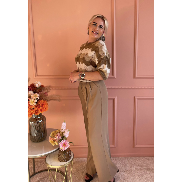 Pantalon wide leg kaki