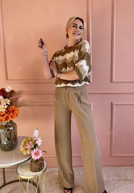 Pantalon wide leg kaki