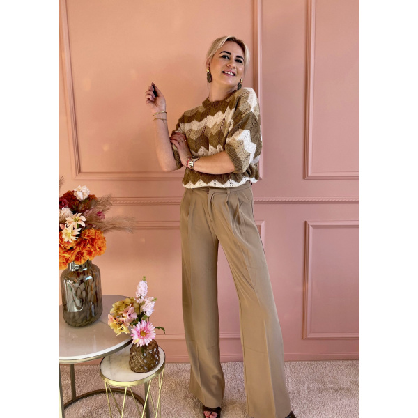 Pantalon wide leg kaki