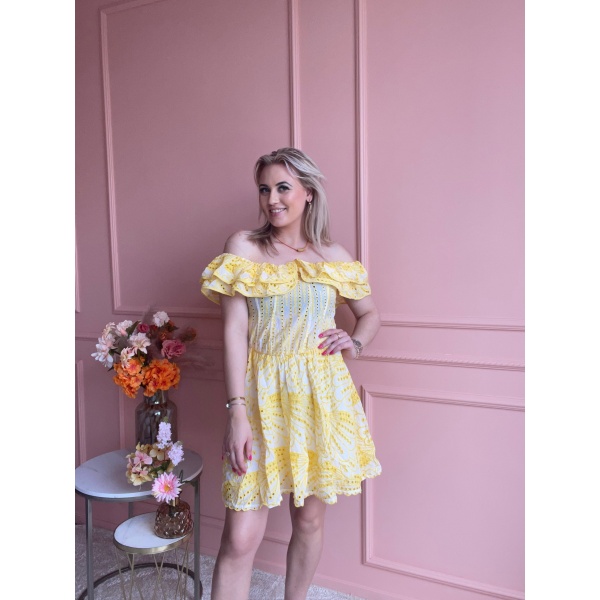 Broderie ruffle yellow