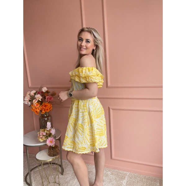 Broderie ruffle yellow