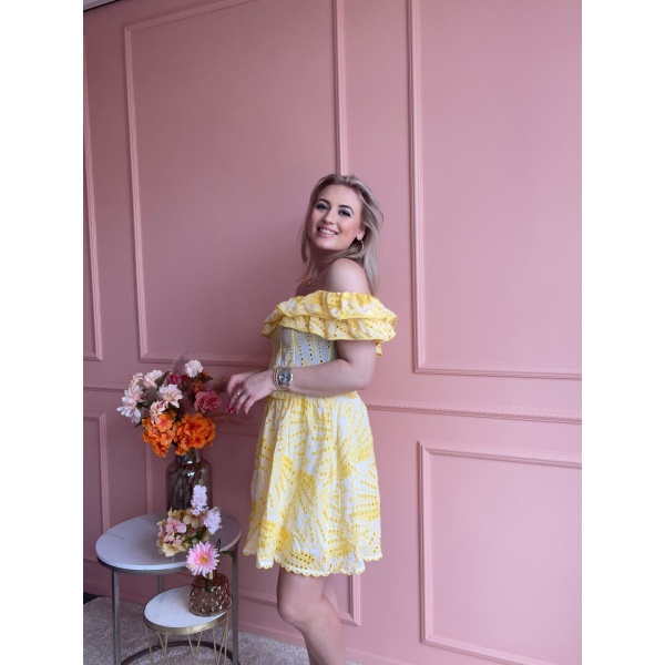 Broderie ruffle yellow