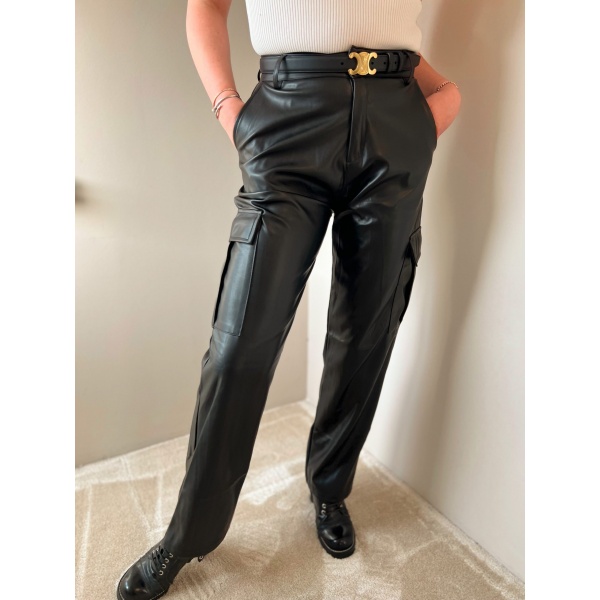 Leather cargo pants