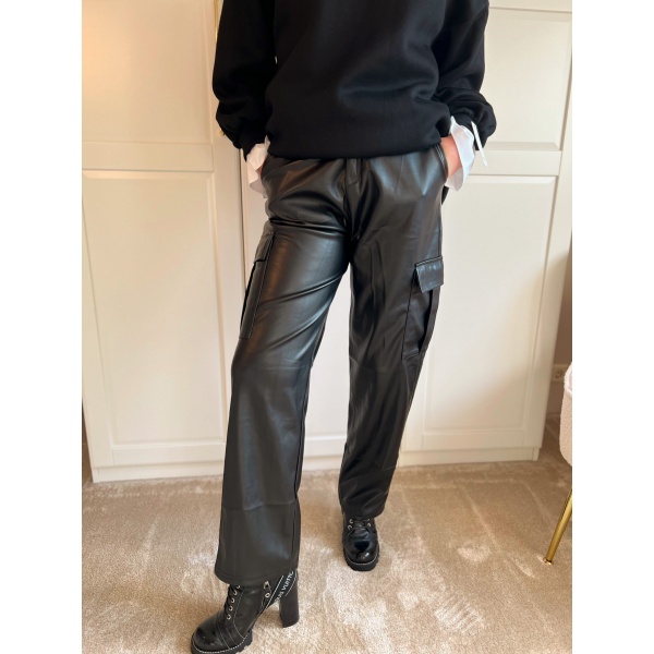 Leather cargo pants