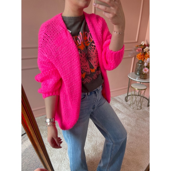 Knitted vest fuchsia neon