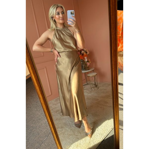Satin skirt golden brown