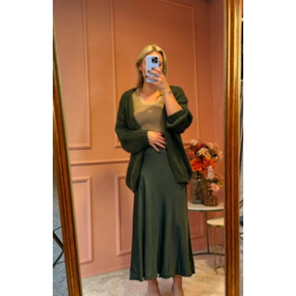 satin skirt olijf