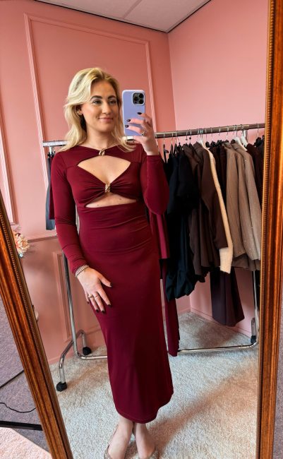 Lady in red dress