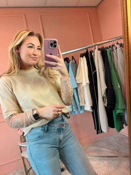Lace shirt beige