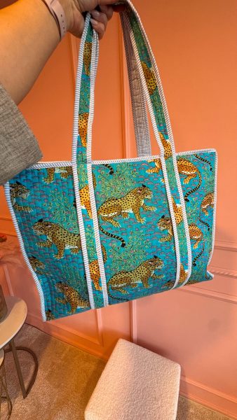 Beachbag / shopper tiger turquoise