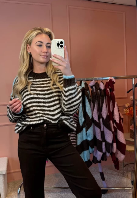 kiki sweater bruin/blauw